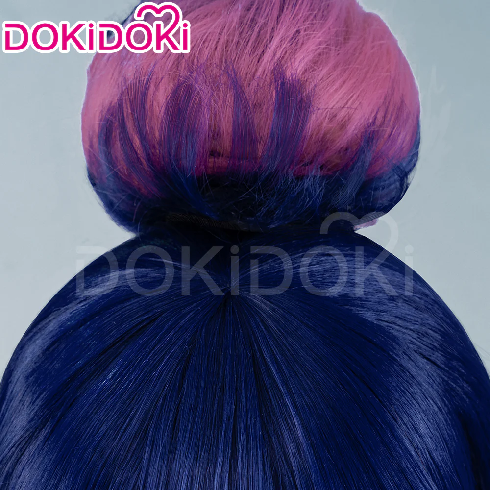 【Ready For Ship】DokiDoki Anime Cosplay Cosplay Wig Half Blue Pink Bun Hair - Image 4