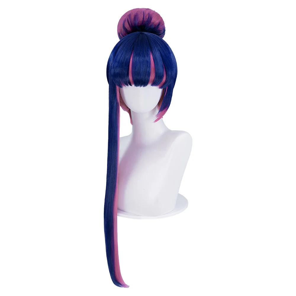 【Ready For Ship】DokiDoki Anime Cosplay Cosplay Wig Half Blue Pink Bun Hair - Image 5
