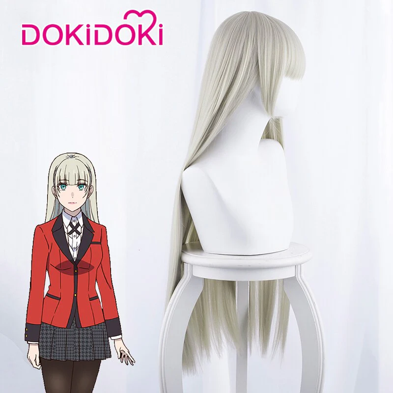 DokiDoki Anime Cosplay Wig Kakegurui Momobami Ririka Wig Women Long  Straight Grey Hair Kakegurui Cosplay Hair Heat Resistant  Halloween - Image 4