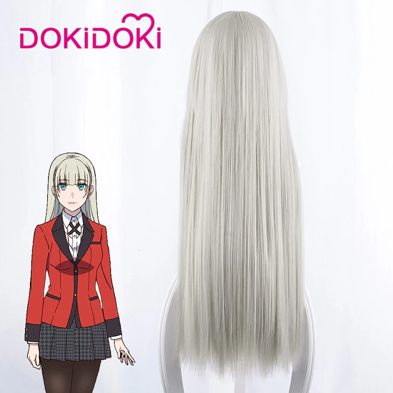 DokiDoki Anime Cosplay Wig Kakegurui Momobami Ririka Wig Women Long  Straight Grey Hair Kakegurui Cosplay Hair Heat Resistant  Halloween - Image 5
