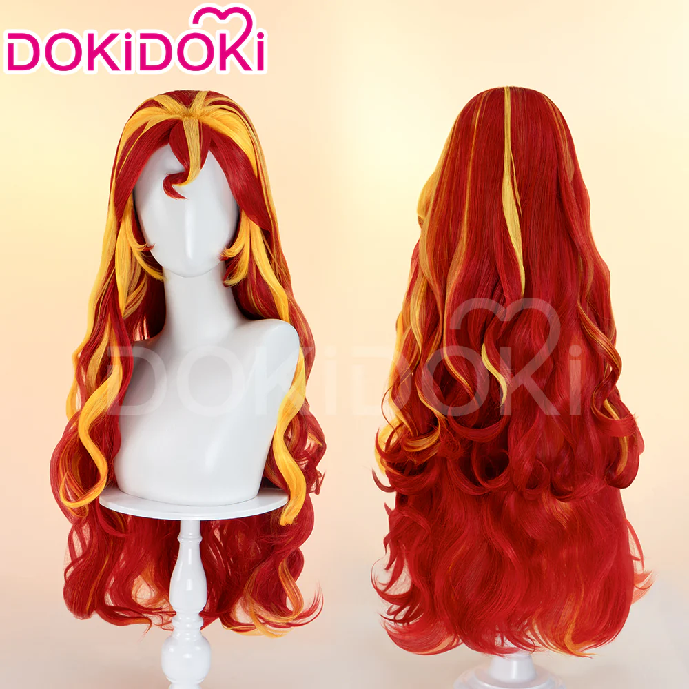 【Ready For Ship】DokiDoki Anime Cosplay Wig Long Curly Red Yellow Hair