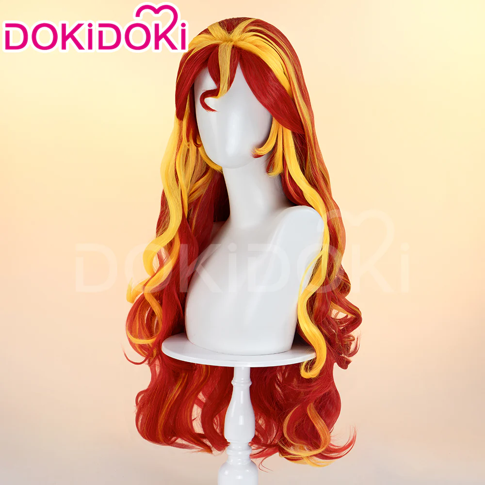 【Ready For Ship】DokiDoki Anime Cosplay Wig Long Curly Red Yellow Hair - Image 2