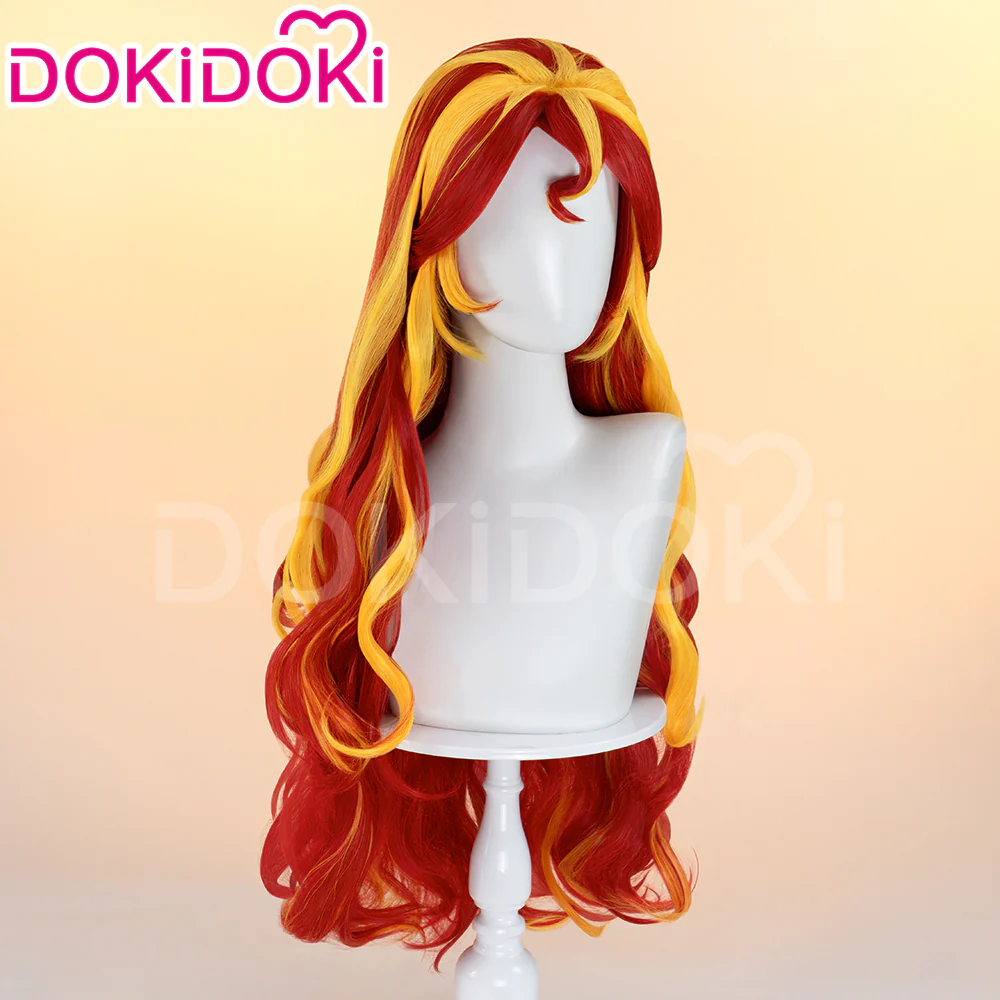 【Ready For Ship】DokiDoki Anime Cosplay Wig Long Curly Red Yellow Hair - Image 3