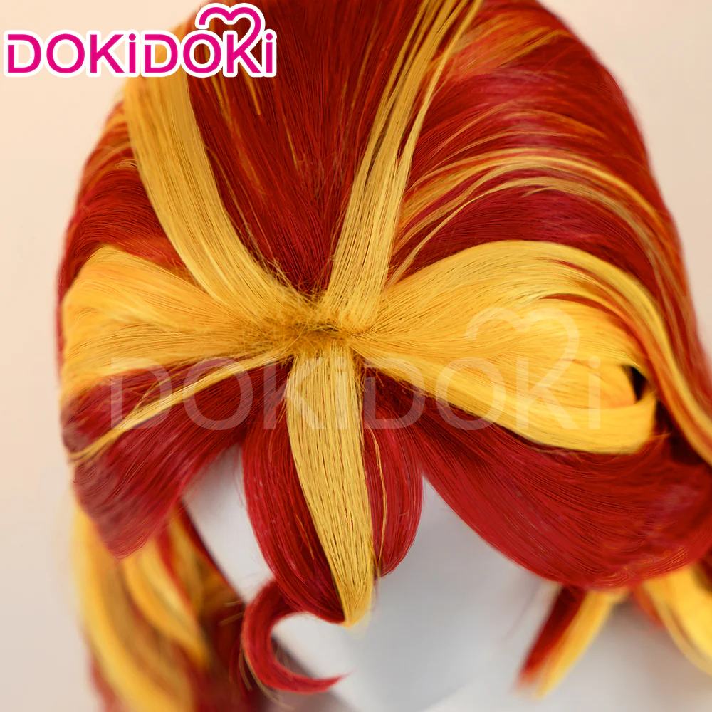 【Ready For Ship】DokiDoki Anime Cosplay Wig Long Curly Red Yellow Hair - Image 4