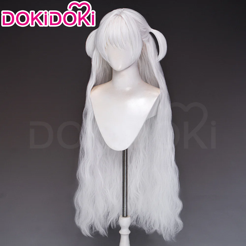 DokiDoki Anime Cosplay Wig Long Curly White Hair Pre Braided - Image 2