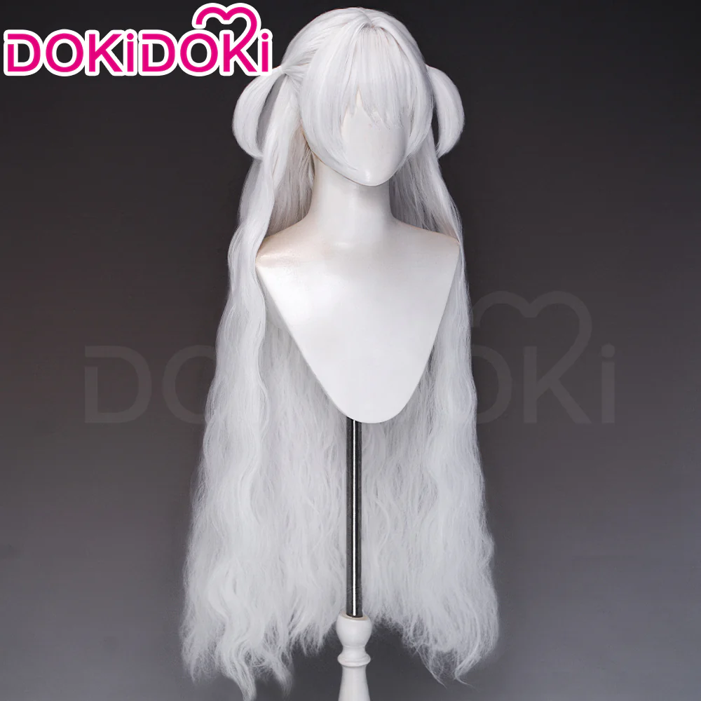 DokiDoki Anime Cosplay Wig Long Curly White Hair Pre Braided - Image 3