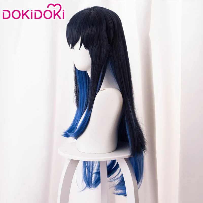 Dokidoki Anime Cosplay Wig Long Hair Dark Blue Halloween - Image 3
