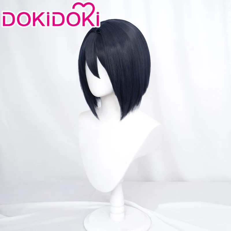 Dokidoki Anime Cosplay Wig Short Deep Blue Black - Image 2