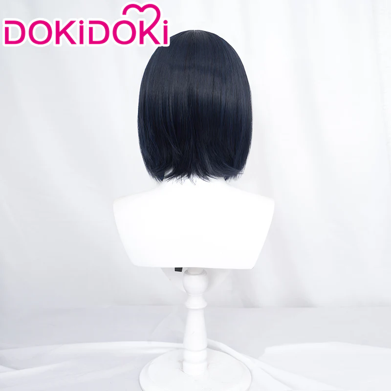 Dokidoki Anime Cosplay Wig Short Deep Blue Black - Image 3