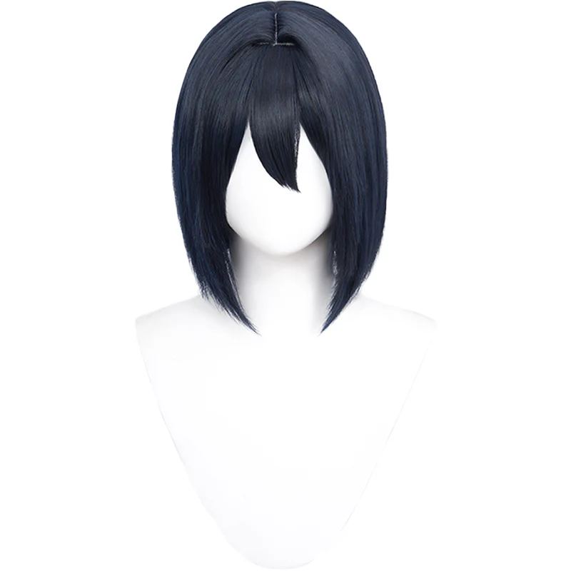 Dokidoki Anime Cosplay Wig Short Deep Blue Black - Image 5