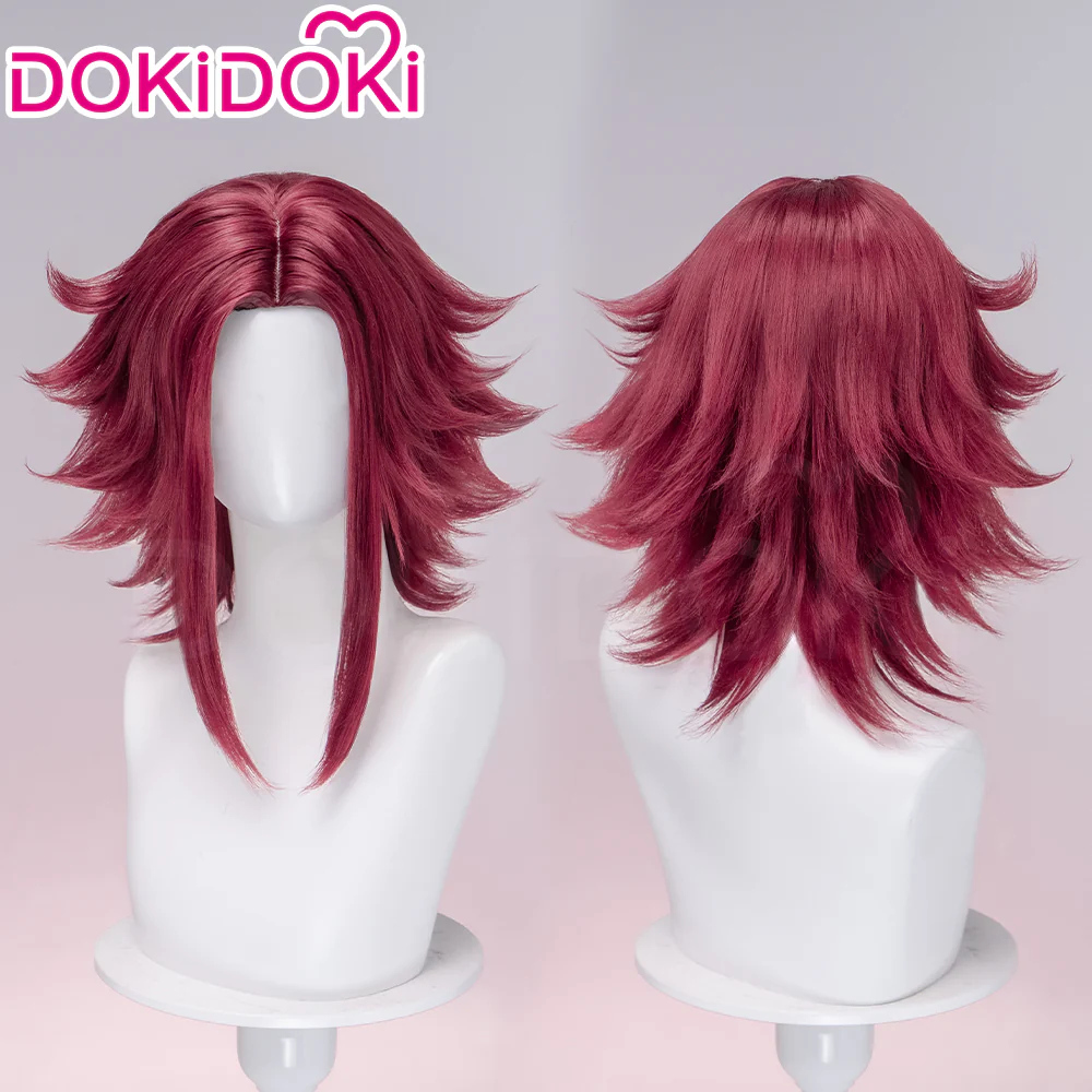 【Ready For Ship】DokiDoki Anime Cosplay Wig Short Layered Flipped Pinkish Red Hair