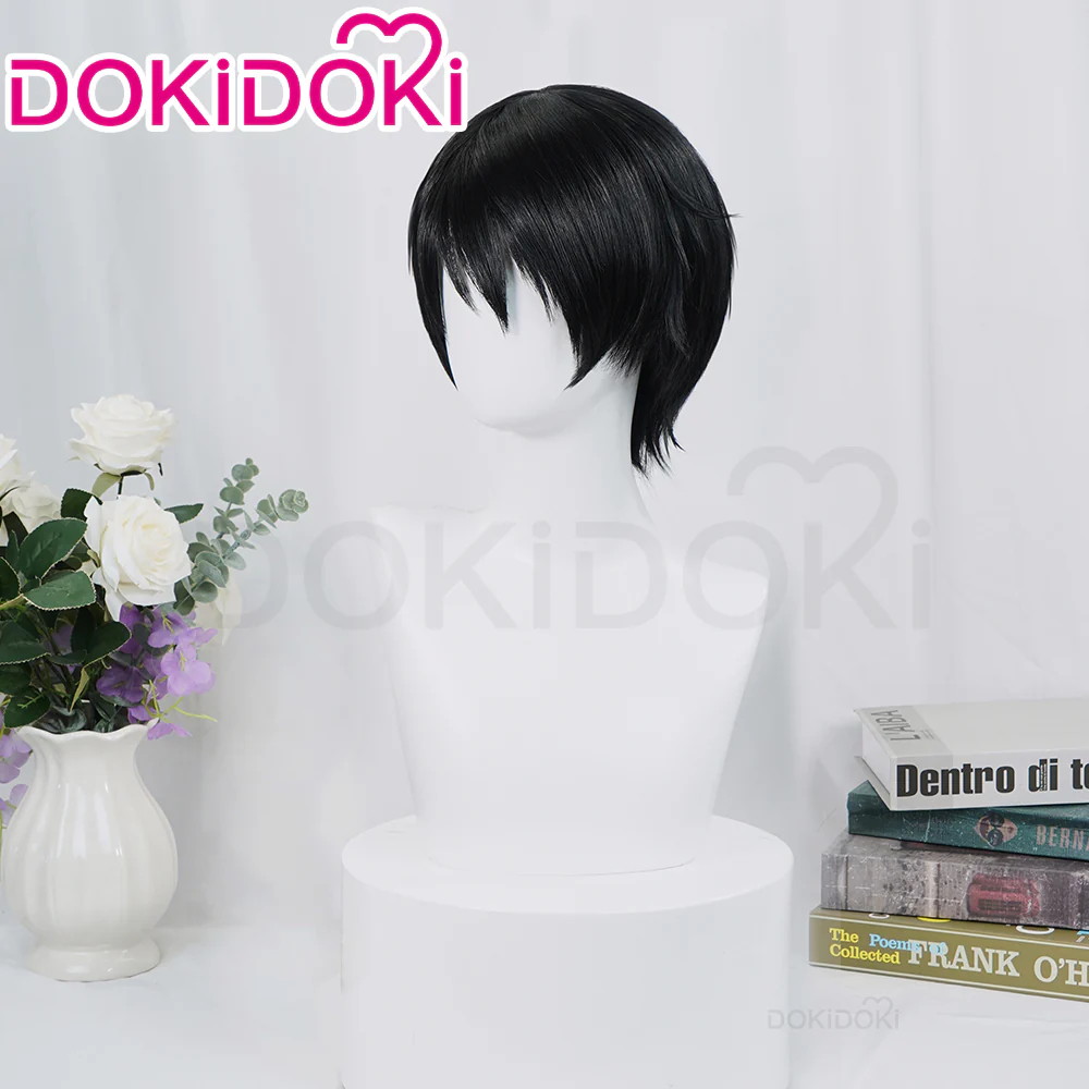 DokiDoki Anime Cosplay Wig Short Straight Black Hair - Image 2