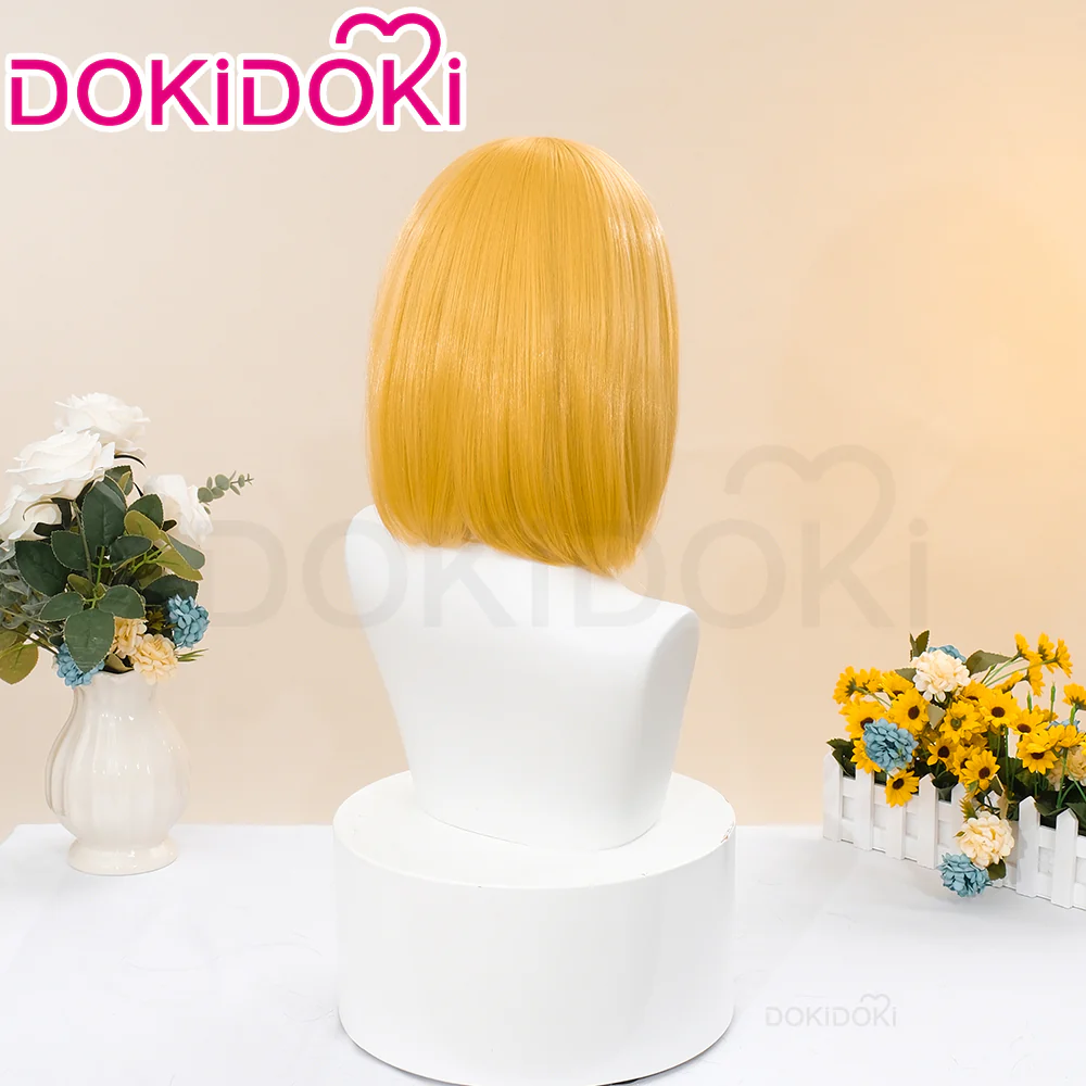 DokiDoki Anime Cosplay Wig Short Straight Gold Hair - Image 3