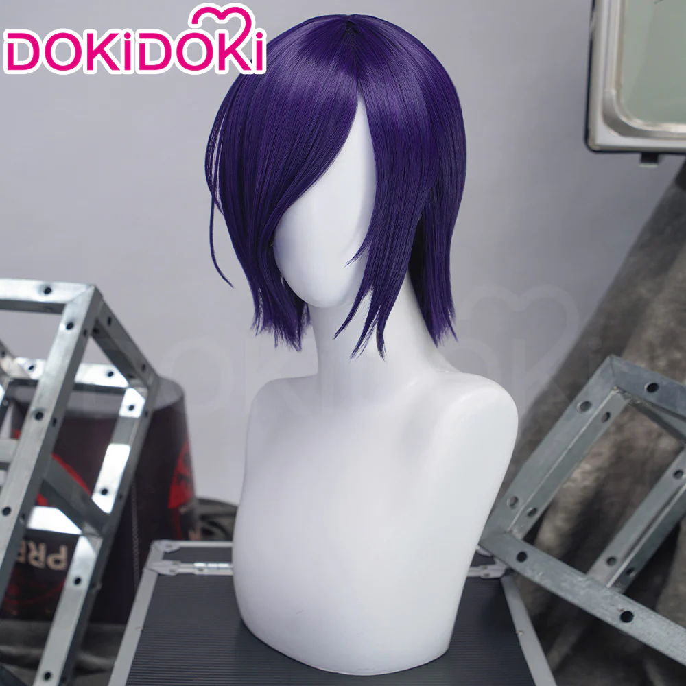 DokiDoki Anime Cosplay Wig Short Straight Purple Hair - Image 2
