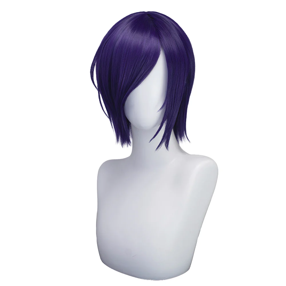 DokiDoki Anime Cosplay Wig Short Straight Purple Hair - Image 5
