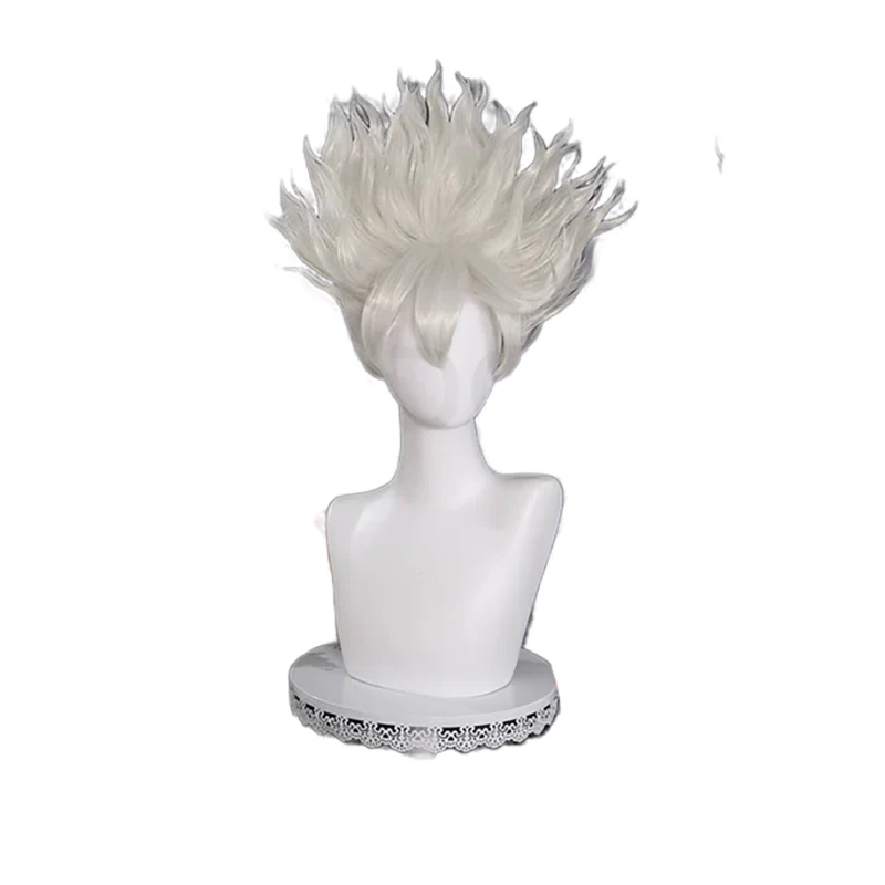 【In Stock】DokiDoki Anime Cosplay Wig White Short Curly Hair - Image 2