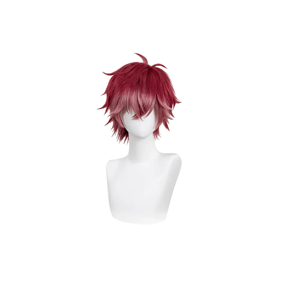 【Ready For Ship】DokiDoki Game Diabolik Lovers Cosplay Sakamaki Ayato Wig Short Straight Red Pink Hair - Image 5