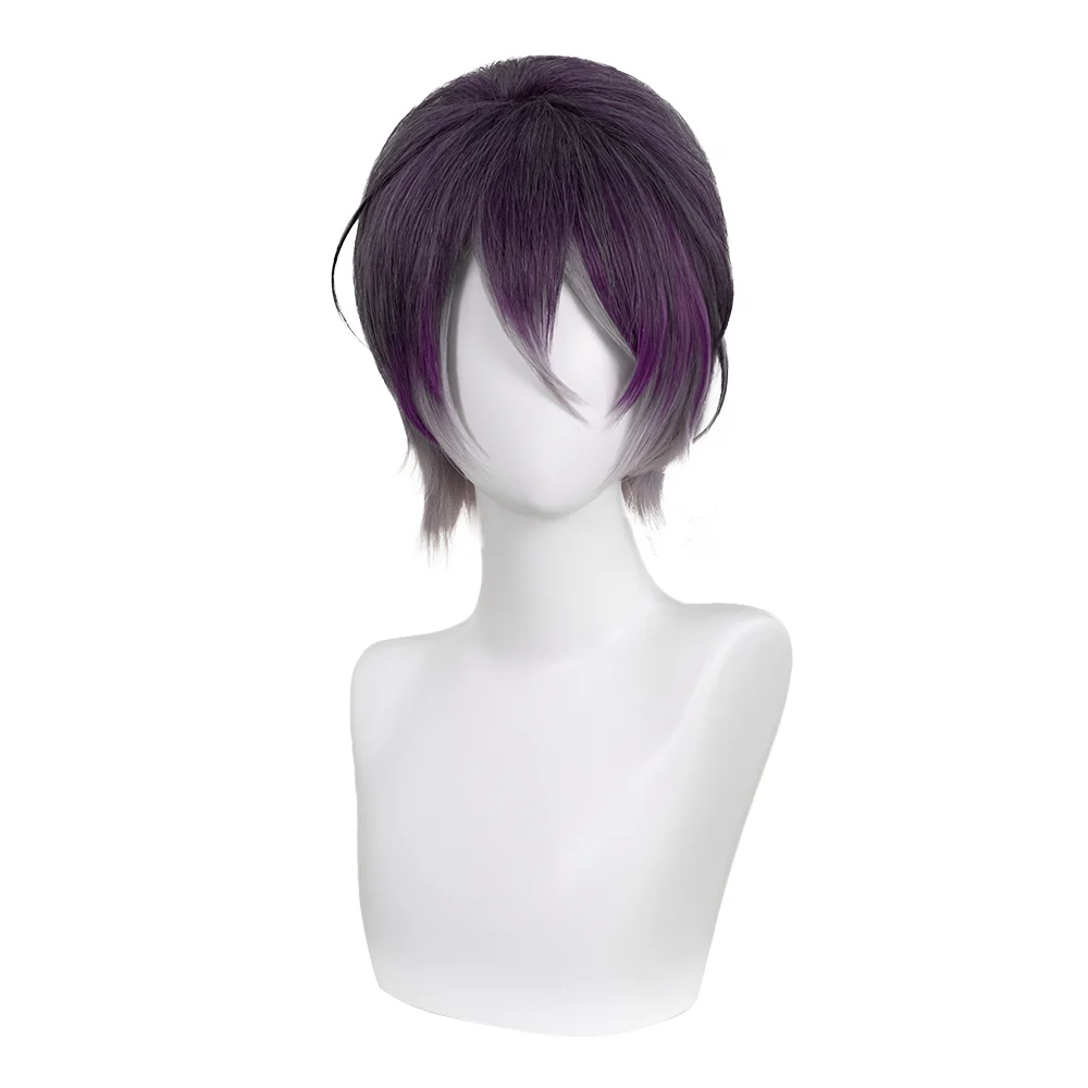 【Ready For Ship】DokiDoki Anime Diabolik Lovers Cosplay Sakamaki Reiji Wig Short Straight Purple Grey Hair - Image 2