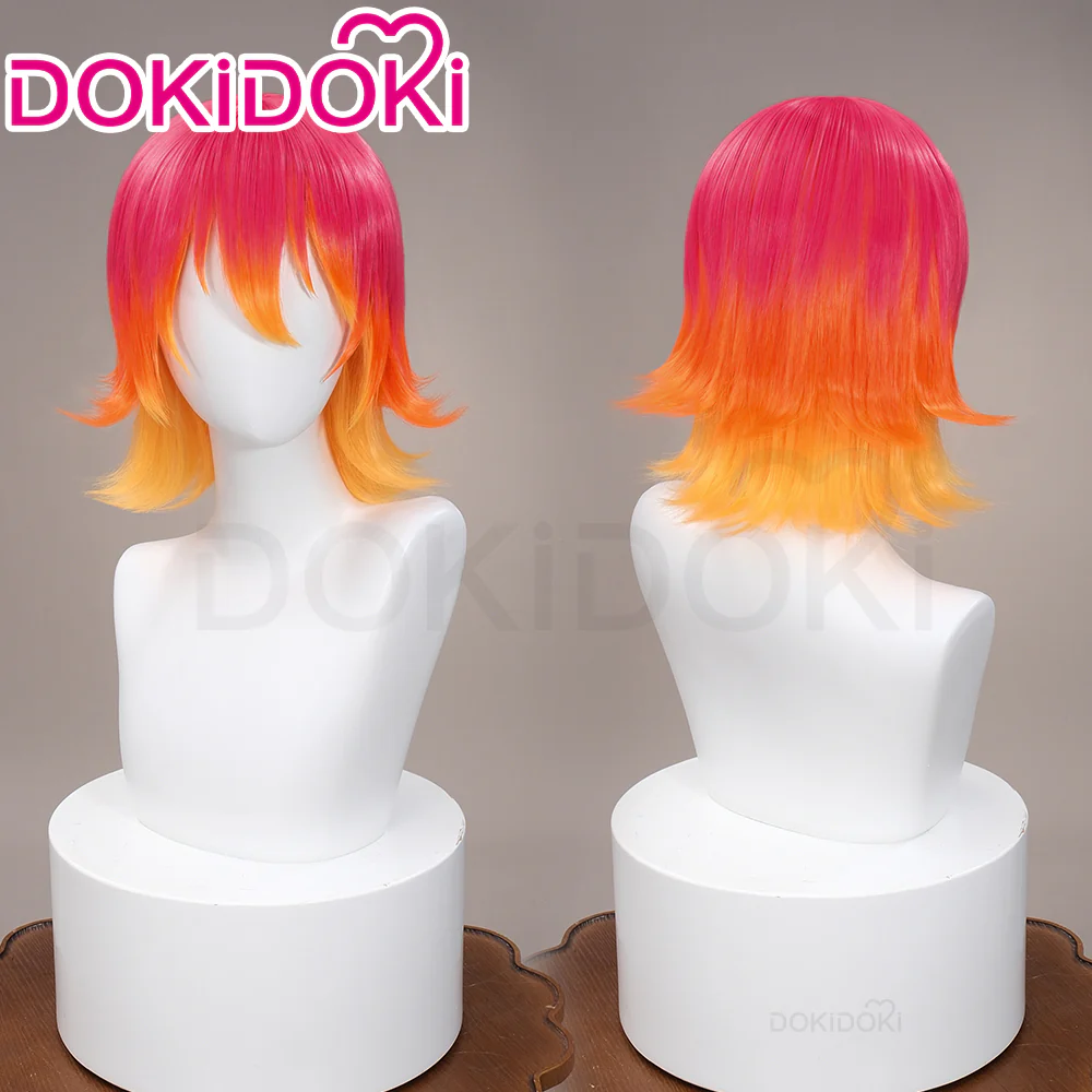 DokiDoki Anime FLCL Cosplay Haruko Haruhara Wig Short Straight Yellow Pink Gradient Hair