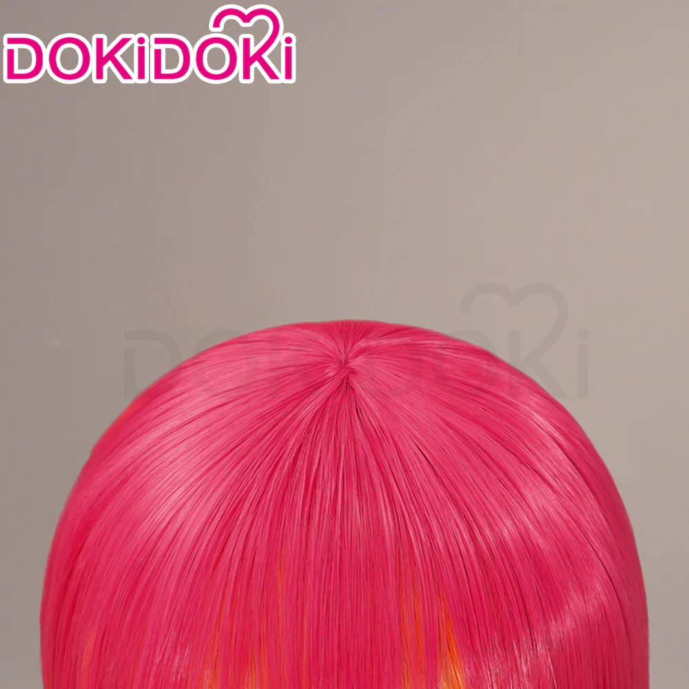 DokiDoki Anime FLCL Cosplay Haruko Haruhara Wig Short Straight Yellow Pink Gradient Hair - Image 4