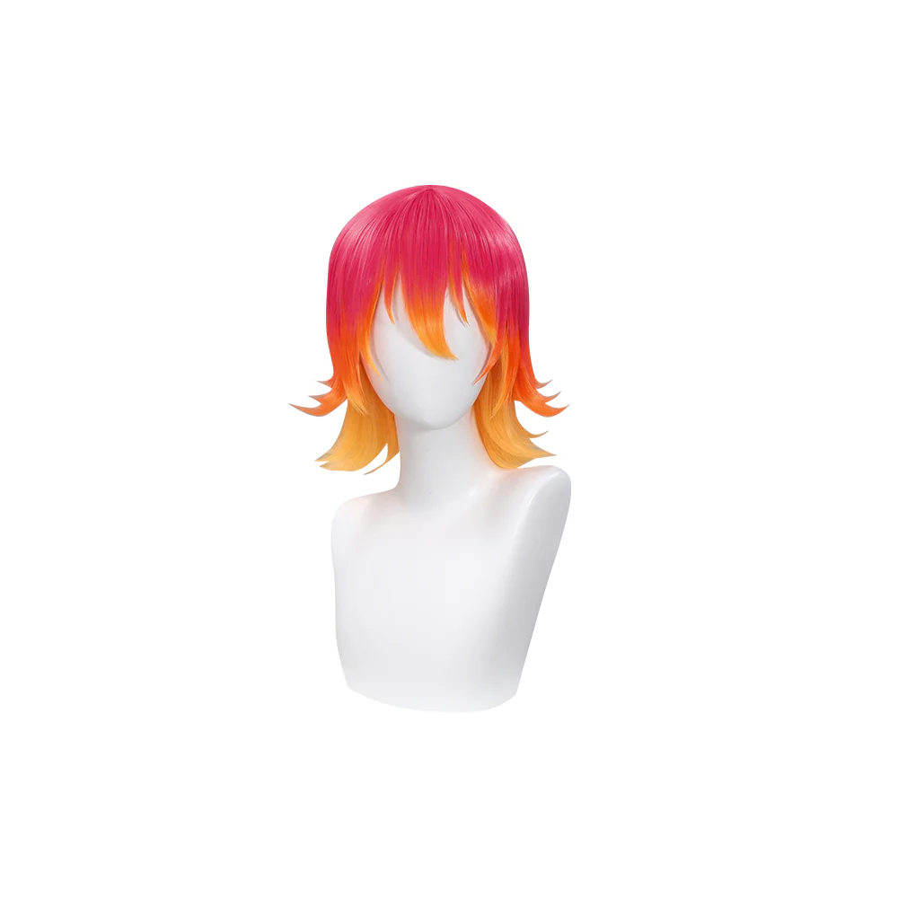 DokiDoki Anime FLCL Cosplay Haruko Haruhara Wig Short Straight Yellow Pink Gradient Hair - Image 5