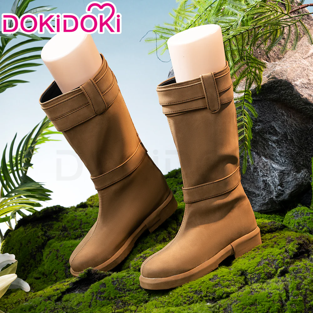 DokiDoki Anime Cosplay Brown Glossy / Suede Shoes Mid-calf Boots - Image 5