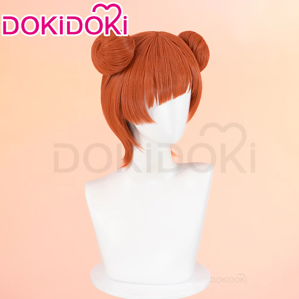 【Ready For Ship】DokiDoki Anime Cosplay Wig Short Straight Orange Bun Hair - Image 2