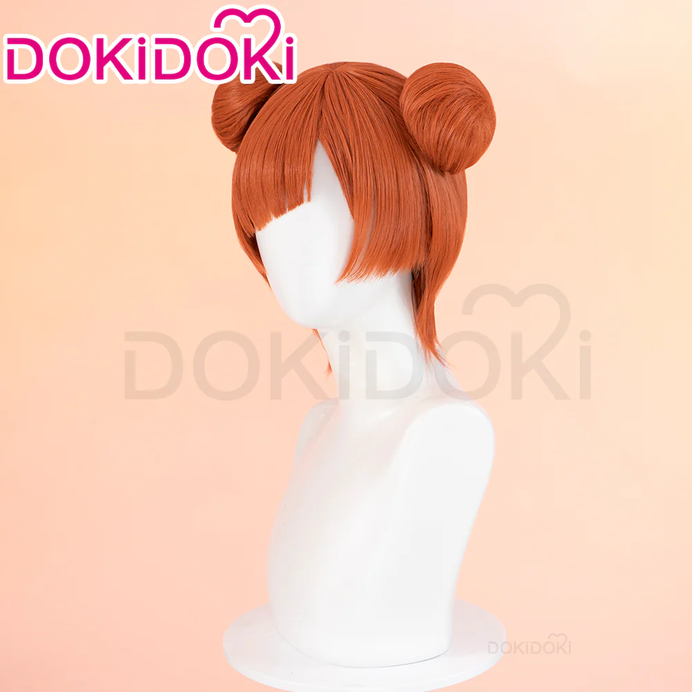 【Ready For Ship】DokiDoki Anime Cosplay Wig Short Straight Orange Bun Hair - Image 3