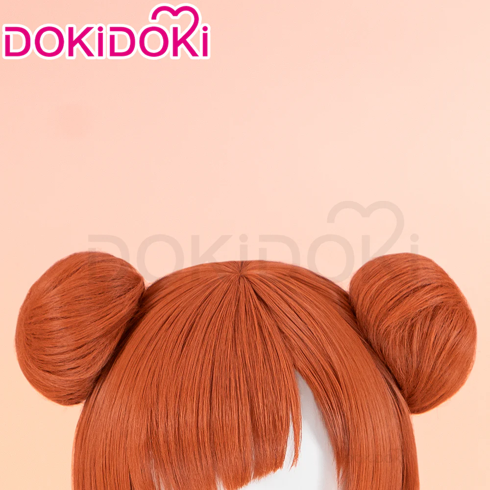 【Ready For Ship】DokiDoki Anime Cosplay Wig Short Straight Orange Bun Hair - Image 4
