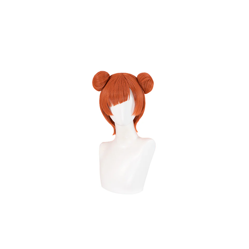 【Ready For Ship】DokiDoki Anime Cosplay Wig Short Straight Orange Bun Hair - Image 5