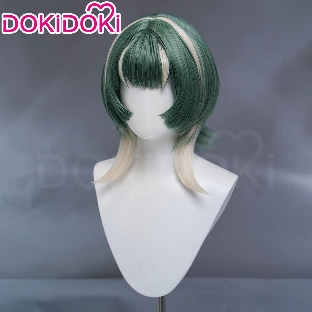 【Ready For Ship】DokiDoki Anime GACHIAKUTA Cosplay Guita Wig / Tattoo Short Green Silver Highlight Hair - Image 3