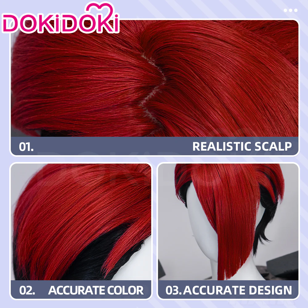 【Ready For Ship】DokiDoki Anime GACHIAKUTA Cosplay Kyouka Nijiku Wig Short Red Black Layerd Hair - Image 4