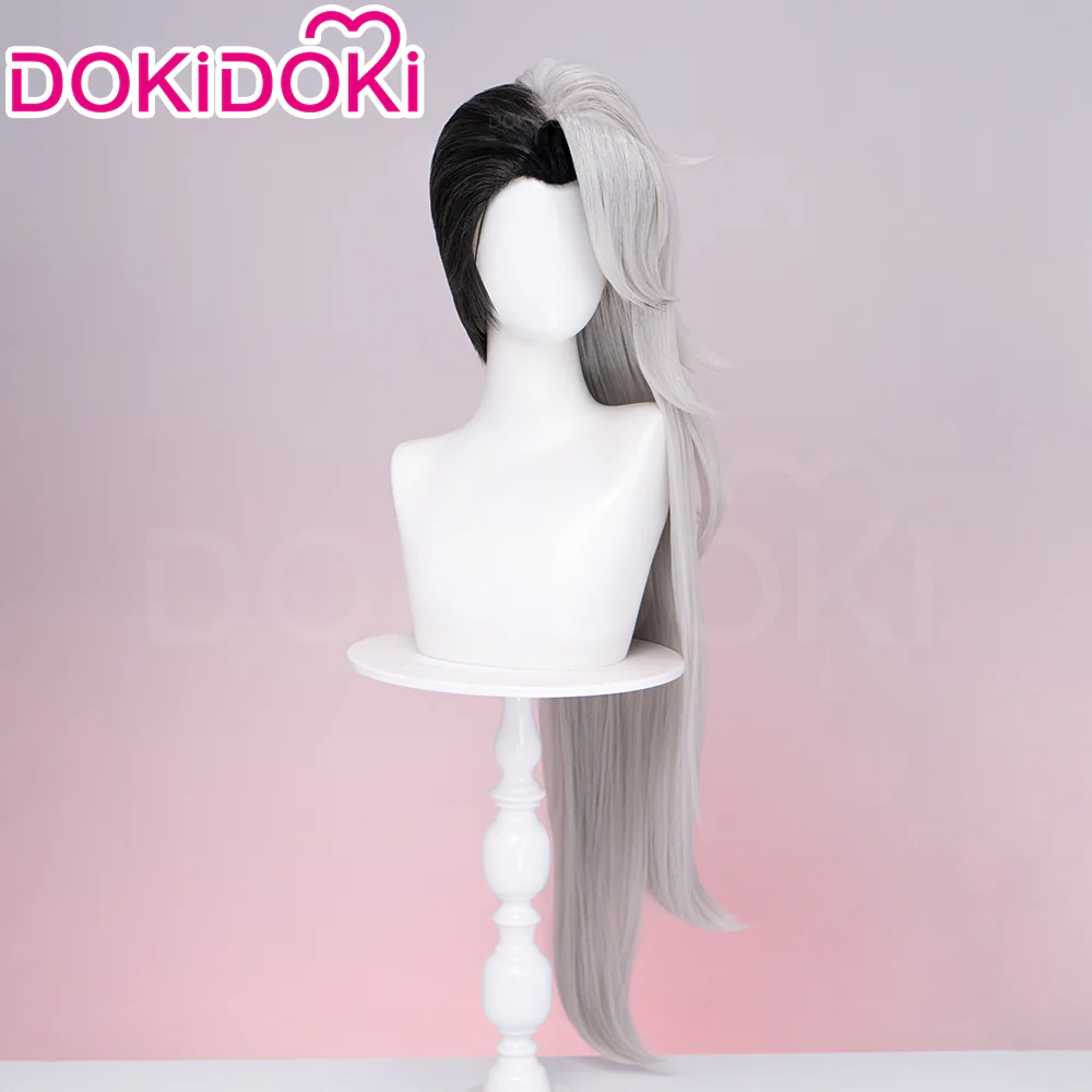 【Ready For Ship】DokiDoki Anime Hell Boss Cosplay Wig Long Straight Black White Hair - Image 2