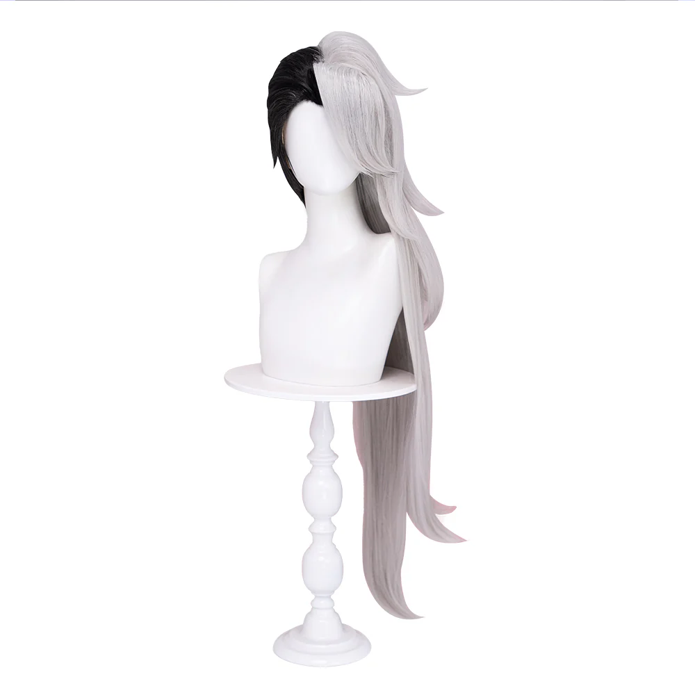 【Ready For Ship】DokiDoki Anime Hell Boss Cosplay Wig Long Straight Black White Hair - Image 3