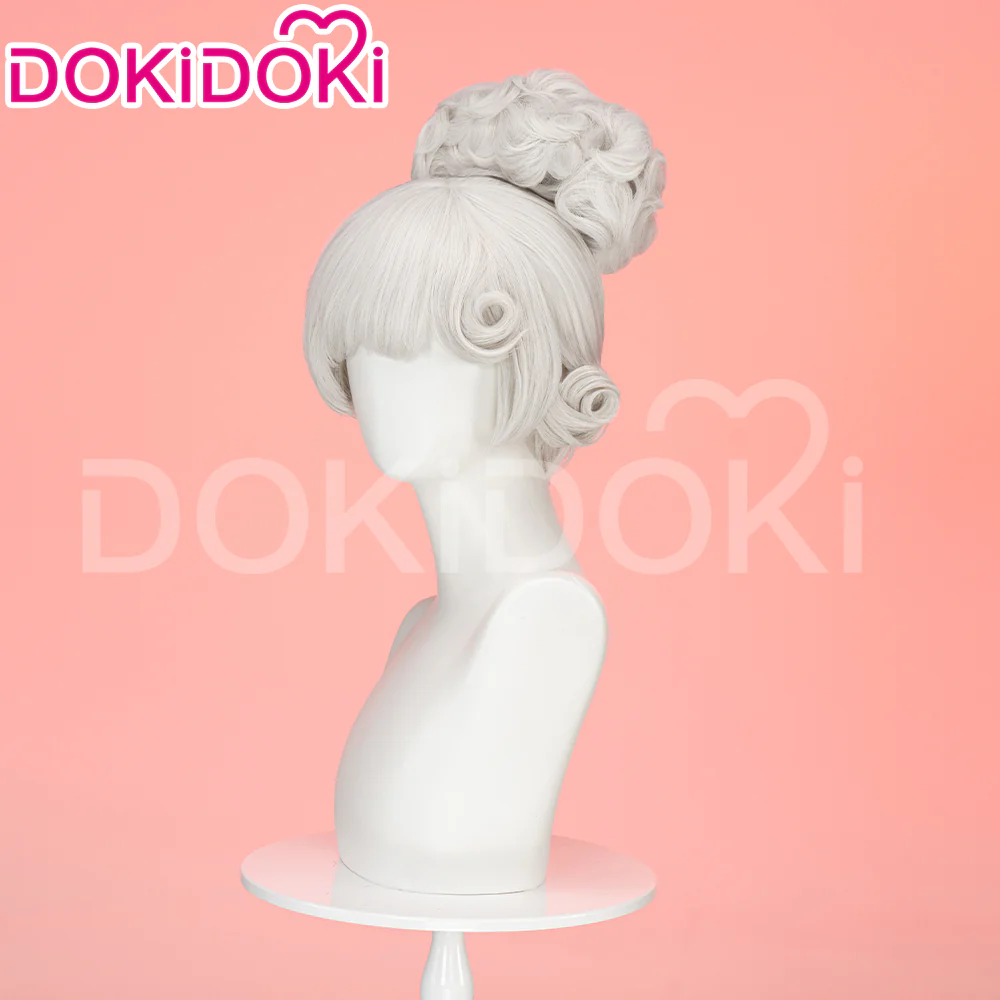 DokiDoki Anime Hell Hotel Cosplay Wig Short Curly White Hair - Image 2
