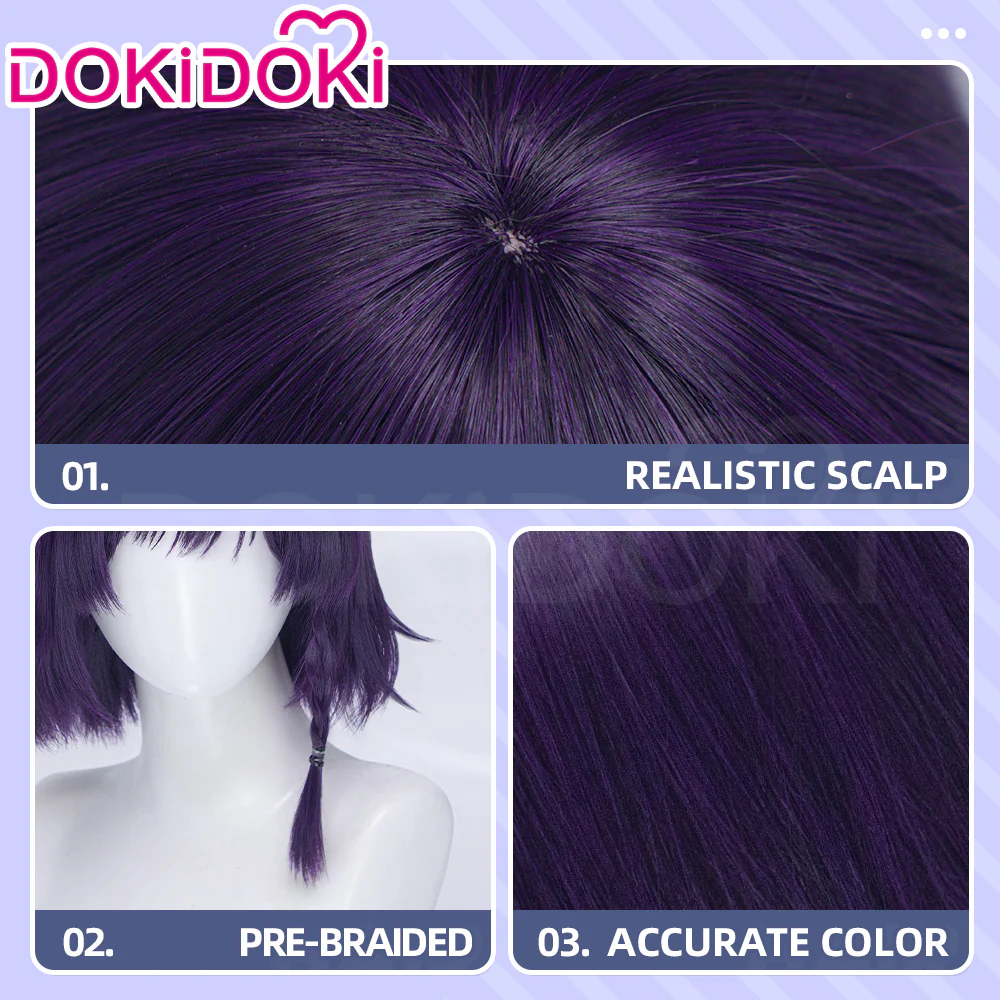 DokiDoki Anime Hell's Paradise: Jigokuraku Cosplay Aza Toma Wig Long Straight Purple Hair - Image 9