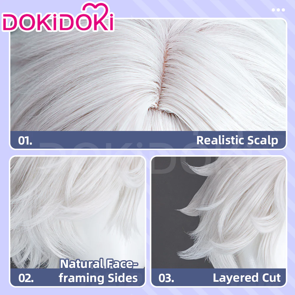 DokiDoki Anime Hell's Paradise: Jigokuraku Cosplay Gabimaru Wig Short White Hair - Image 4