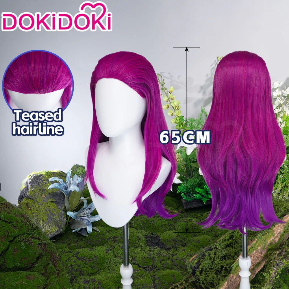 DokiDoki Anime Manga Cosplay Wig Long Curly Magenta Purple Gradient Hair