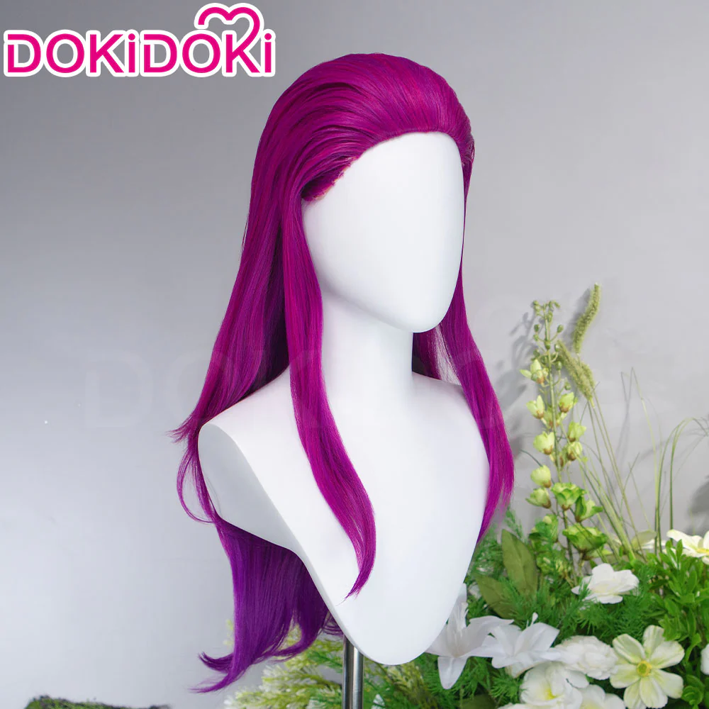 DokiDoki Anime Manga Cosplay Wig Long Curly Magenta Purple Gradient Hair - Image 3