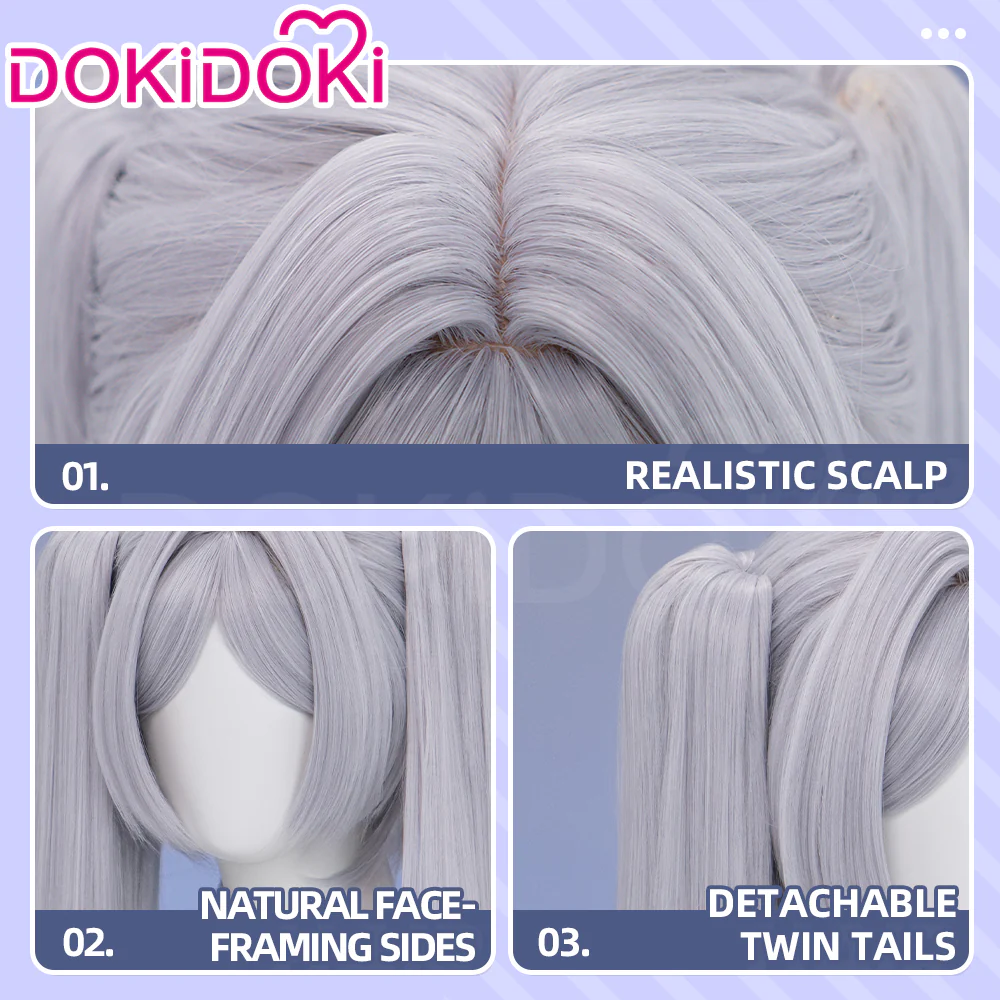 【Ready For Ship】DokiDoki Anime Manga Cosplay Wig / Earrings/ Ring / Eyelashes Long Straight White Grey Hair - Image 5