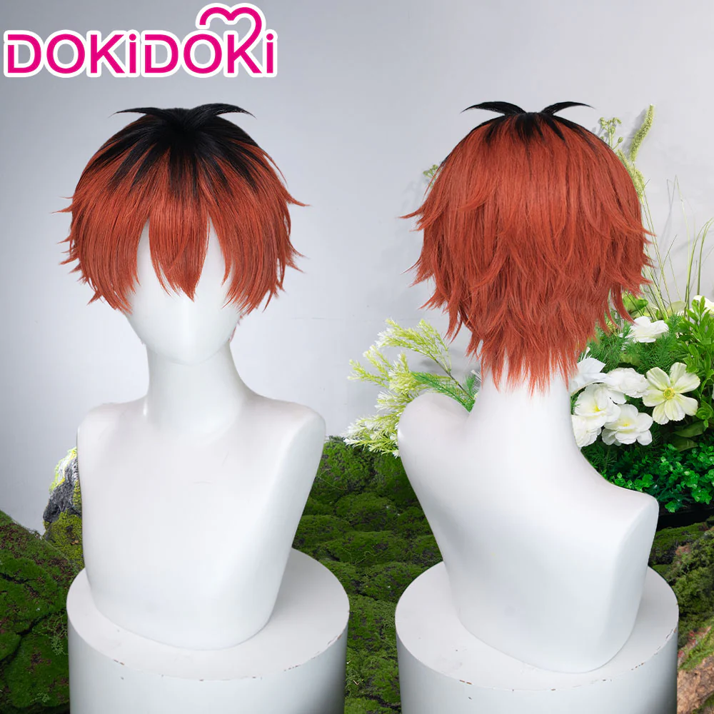 DokiDoki Anime Manga Cosplay Wig Short Red Black Hair