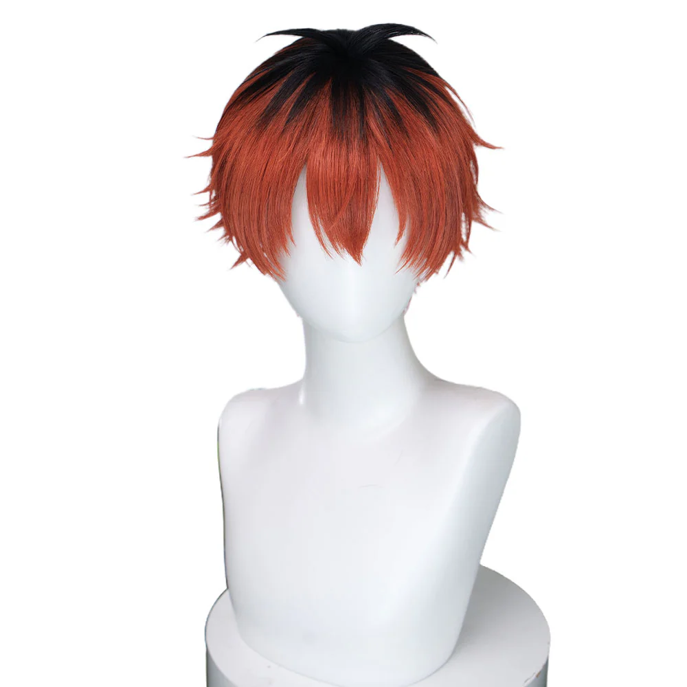 DokiDoki Anime Manga Cosplay Wig Short Red Black Hair - Image 5
