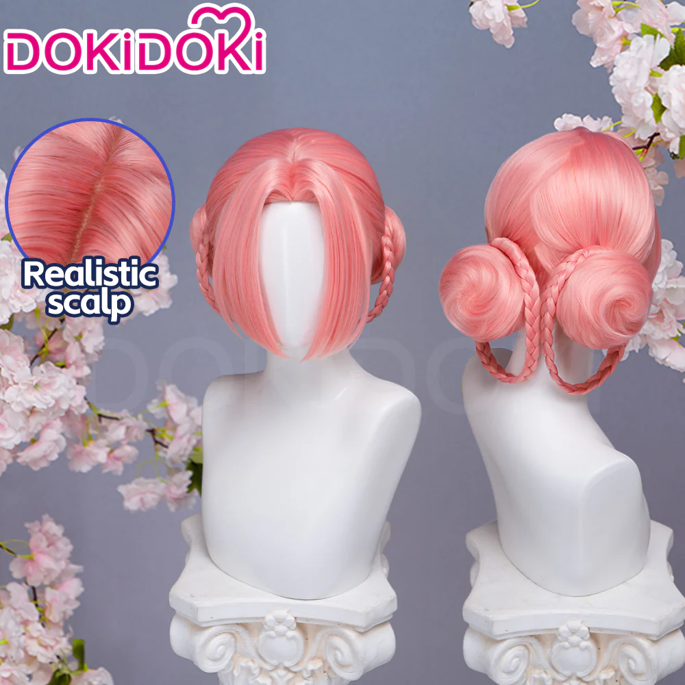 DokiDoki Anime Manga Hell's Paradise: Jigokuraku Cosplay Mei Wig Short Pink Hair Detachable Braids