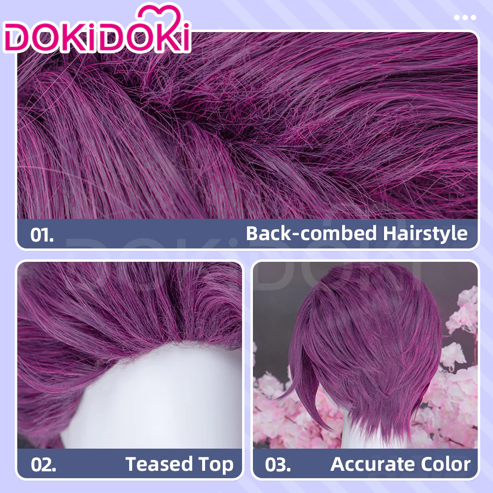 【Ready For Ship】DokiDoki Anime Manga Hell's Paradise: Jigokuraku Cosplay Rien Wig Short Violet Hair - Image 4