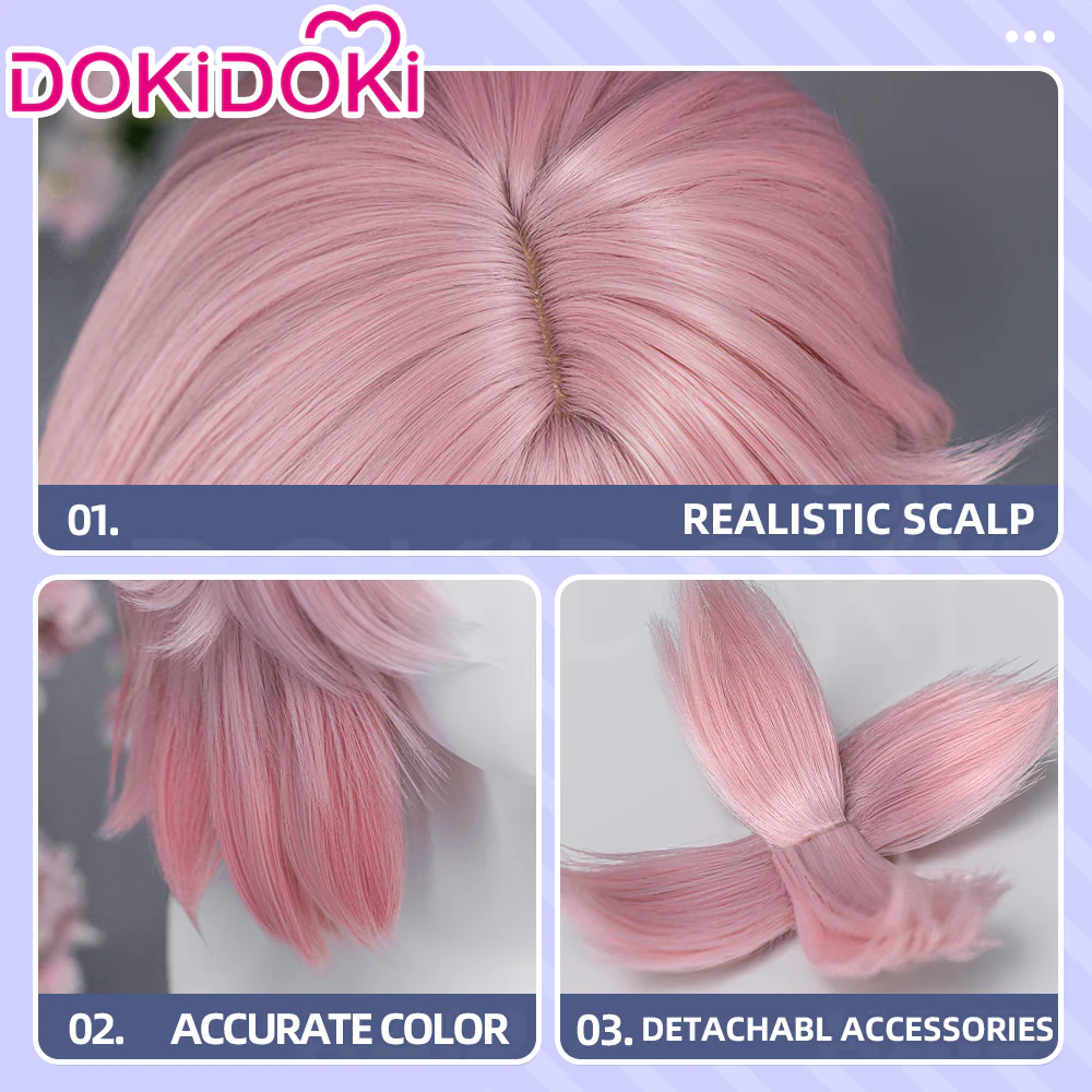 DokiDoki Anime Manga Hell's Paradise: Jigokuraku Cosplay Tao Fa Wig Short Straight Pink Hair Tao Hua - Image 4