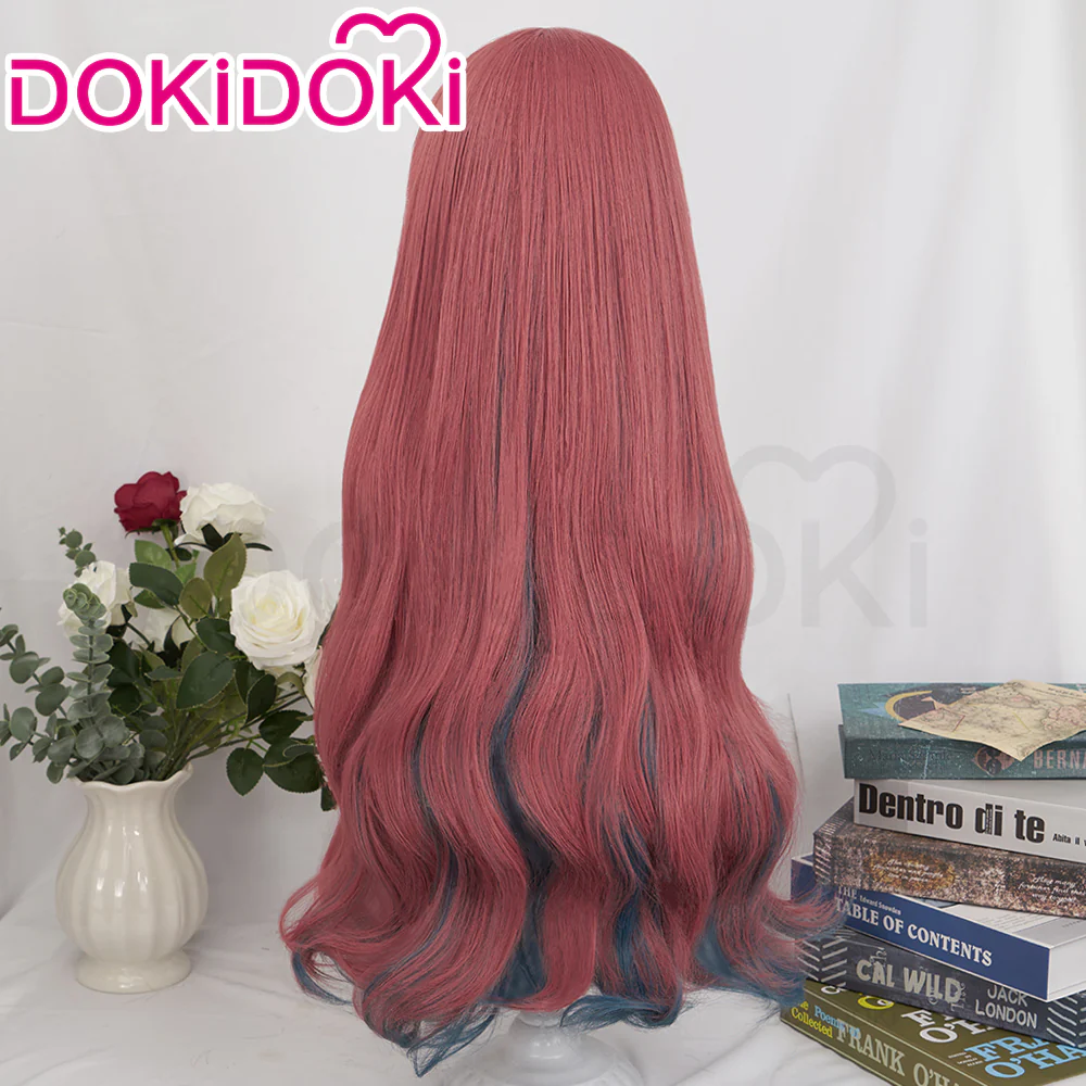 【Ready For Ship】DokiDoki Anime Paradox Live THE ANIMATION Cosplay Anne Faulkner Wig Long Curly Red Blue  Hair - Image 3