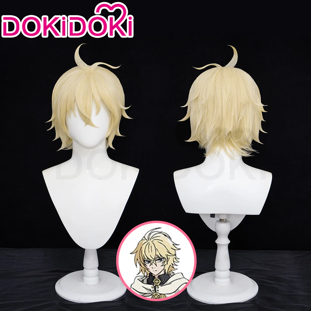 【Ready For Ship】DokiDoki Anime Seraph of the End Cosplay Mikaela Hyakuya Wig Short Gold Hair