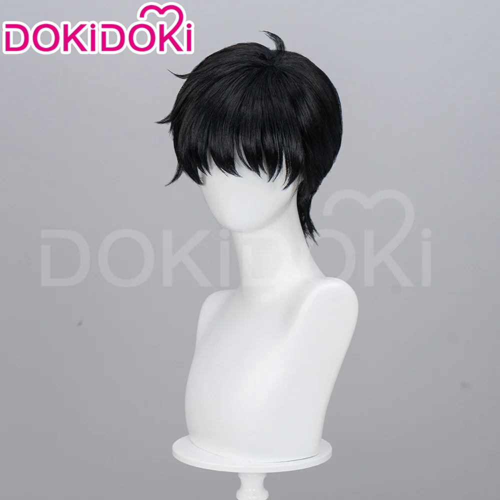 DokiDoki Anime Cosplay Wig Short Straight Black Hair - Image 2
