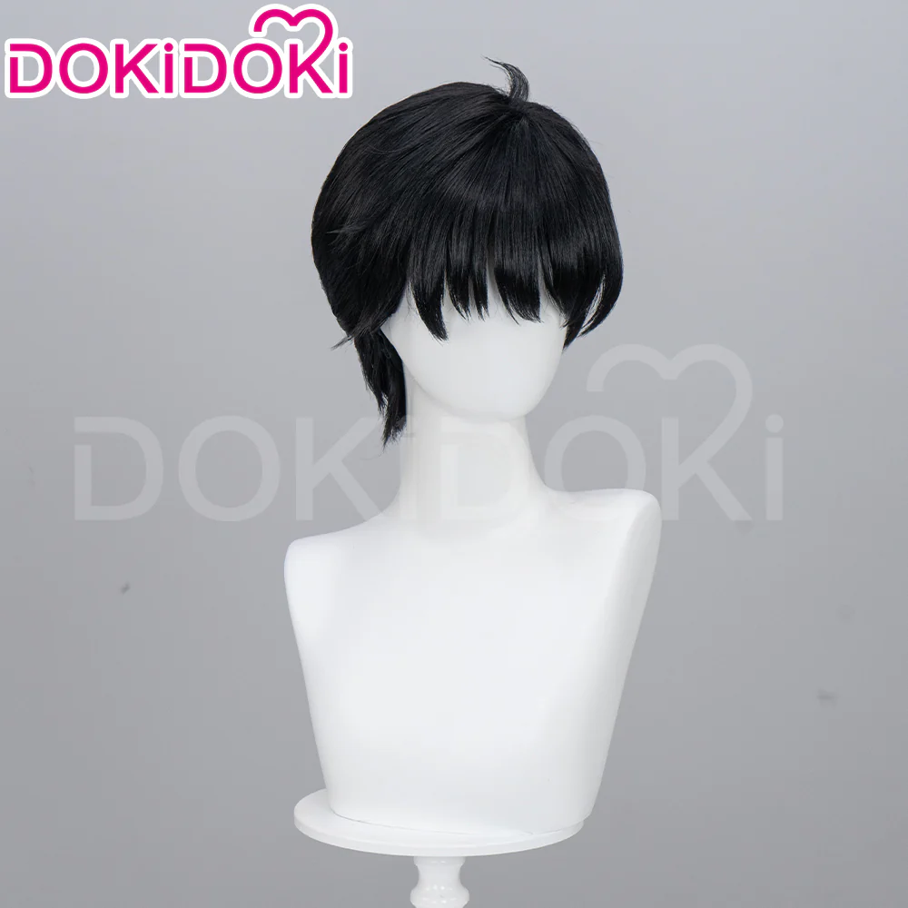 DokiDoki Anime Cosplay Wig Short Straight Black Hair - Image 3