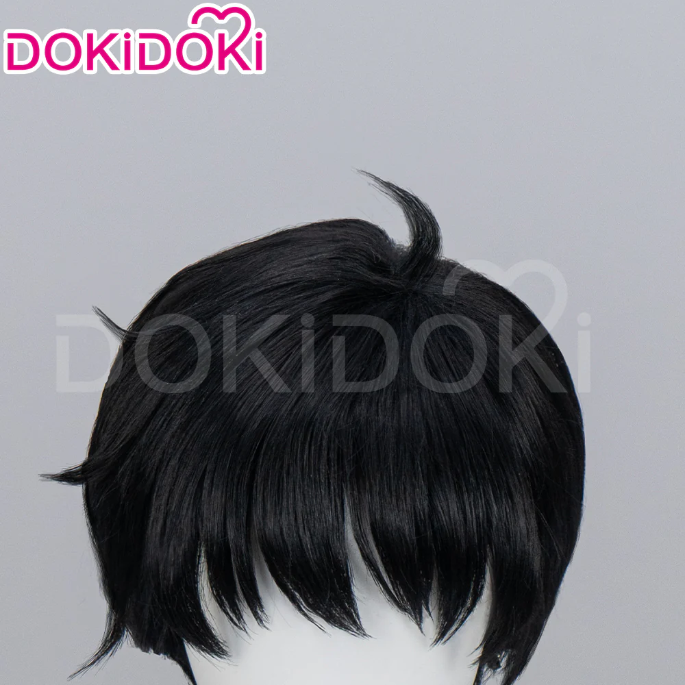 DokiDoki Anime Cosplay Wig Short Straight Black Hair - Image 4